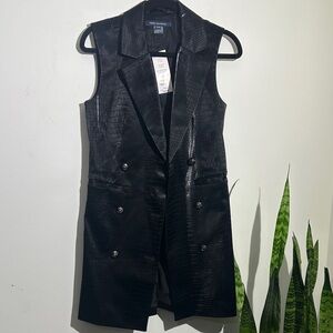 French Connection Sleek Black Textured Vest